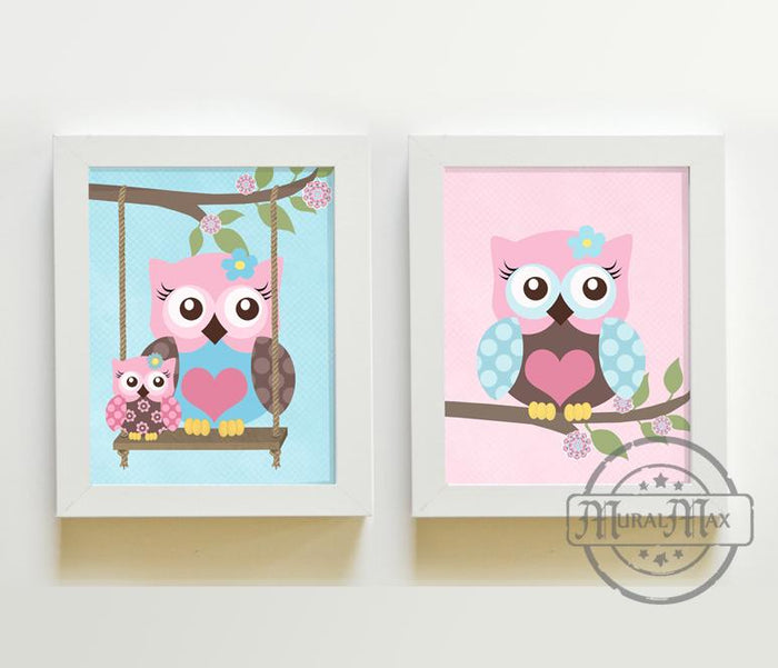 Owl Nursery Decor - Brooklyn Nursery Decor - Unframed Prints - Set of 2