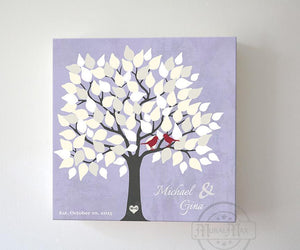 Wedding Gift - Custom Alternative Wedding Guest Book 100-150 Leaf Family Tree Canvas Wall Art - Unique Guest Book Ideal - LilacHomeMuralMax Interiors