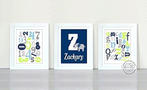 Personalized ABC's & 123's Educational Theme - Set of 3 - Unframed Prints-B01CRMIINO