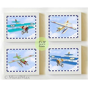 Personalized Airplane Nursery Art - Unframed Prints - Set of 3-B018KOBNVW-MuralMax Interiors