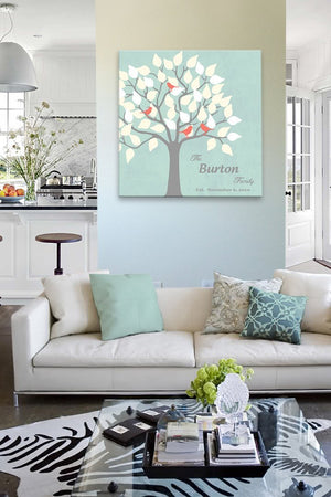 Personalized Anniversary Gift - Family Tree Canvas Wall Art - Make Your Anniversary Gifts Memorable - Color - Mint - B01IFBS46C-MuralMax Interiors