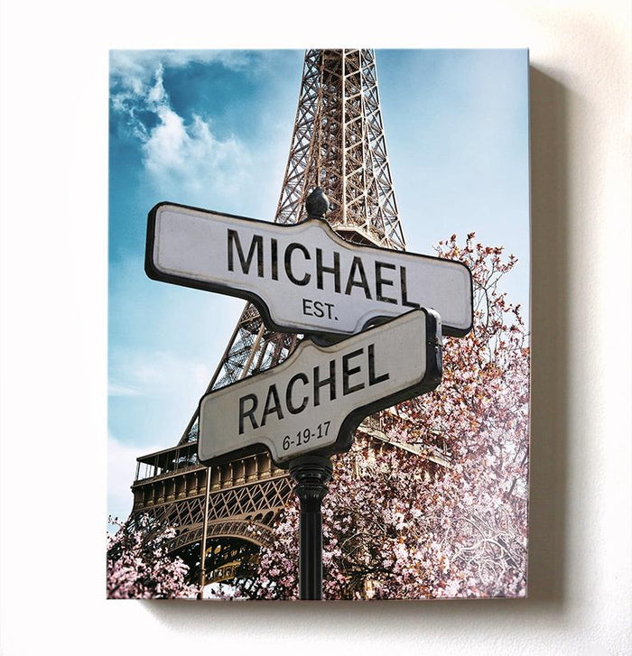 Personalized Anniversary Gift Street Sign Canvas Art - Romantic Keepsake Home Decor - Personalized with Names and Date