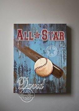 Personalized Baseball All Star Boy Room Decor - Little Man Cave Sporting Event Collection