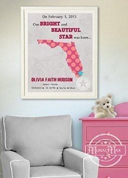 Personalized Birth Announcement Theme - Map & Rhymes Nursery Decor Collection - Unframed Print-B018GSV3C6
