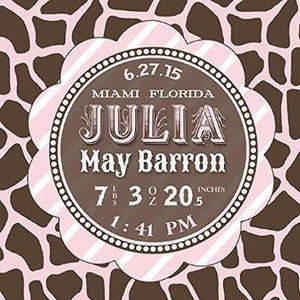 Personalized Birth Announcements Canvas Wall Decor - Nursery Art Decor for Girls - Customizable Baby Gift - Stretched Canvas with Wooden Frame, Made in USA by MuralMax-B018GSUW5A-MuralMax Interiors