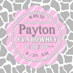 Personalized Birth Announcements For Girl - Modern Nursery Art Baby Girl Nursery Decor - Make Your New Baby Gifts Memorable - Color: Pink - Canvas Wall Art - B018GSV09W-MuralMax Interiors