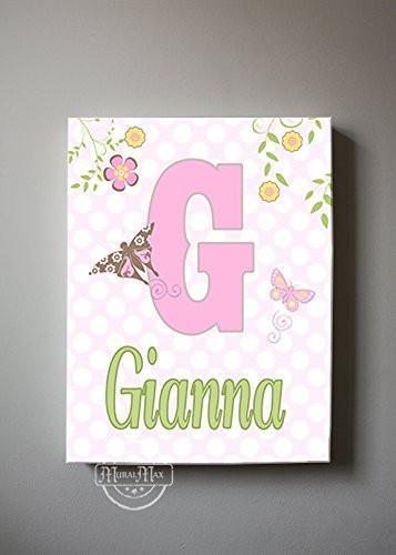 Personalized - Butterfly & Flower Garden Nursery Theme - The Canvas Polka Dot Collection-B01901842U