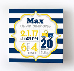 Personalized Canvas Birth Announcement Gift - Custom Baby Boy Name, Date, Weight StatsBaby ProductMuralMax Interiors