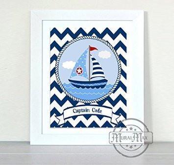 Personalized Captains Sailboat Nursery Art - Unframed Print-B018KOBBGE