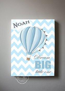Personalized Chevron Hot Air Balloon Theme - Dream Big Little One Collection - Aviation Canvas Art-B018ISIDJU