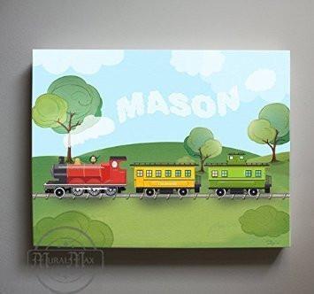Personalized - Choo Choo The Train Wall Art Theme - Canvas Nursery Decor - The Transportatiion Collection-B018ISKAVY