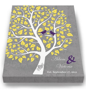 Personalized Couples Gift Family Tree - Stretched Canvas Wall Art - Make Your Wedding & Anniversary Gifts Memorable - Unique Decor - Color - Gray # 3 - B01I0AODJK-MuralMax Interiors