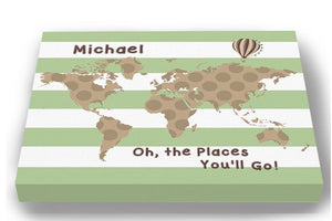 Personalized - Dr Seuss Nursery Decor - Striped Canvas World Map Collection - Oh The Places You'll Go-B018ISOXO4-MuralMax Interiors