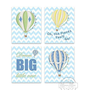 Personalized Dream Big Hot Air Balloon Theme - Set of 4 - Unframed Prints-B01CRMHNIA-MuralMax Interiors