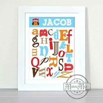 Personalized - Educational ABC's Theme - Lets Learn Collection - Canvas Nursery Decor-B018ISLHO8