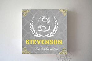 Personalized Family Name & Initial Crest - Stretched Canvas Wall Art - Wedding & Memorable Anniversary Gifts - Unique Wall Decor - B01L546UJ4-MuralMax Interiors