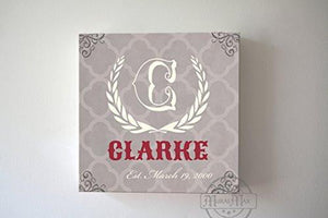 Personalized Family Name & Initial Crest - Stretched Canvas Wall Art - Wedding & Memorable Anniversary Gifts - Unique Wall Decor - B01L546UJ4-MuralMax Interiors