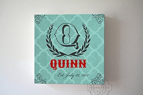 Personalized Family Name & Initial Crest - Stretched Canvas Wall Art - Wedding & Memorable Anniversary Gifts - Unique Wall Decor - B01L546UJ4