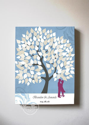 Personalized Family Tree Canvas Wall Art, Make Your Wedding & Anniversary Gifts Memorable, Unique Guest Book Wall Decor - Blue # 1 - B01LZ45D4T-MuralMax Interiors