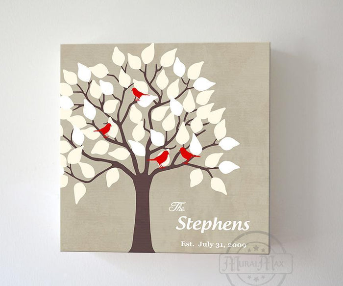 Personalized Family Tree Canvas Wall Art - Wedding & Anniversary Gifts - Housewarming Present - B01IFBS46C
