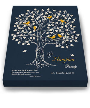 Personalized Family Tree Gifts Stretched Canvas Wall Art - Gift For Mother In Law - Navy-MuralMax Interiors