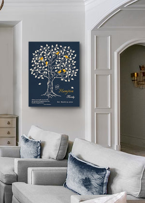 Personalized Family Tree Gifts Stretched Canvas Wall Art - Gift For Mother In Law - Navy-MuralMax Interiors