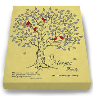 Personalized Family Tree & Lovebirds, Stretched Canvas Wall Art - Make Your Wedding & Anniversary Gifts Memorable - Unique Wall Decor - 30-DAY - Color - Yellow - B01IFGZ56O-MuralMax Interiors