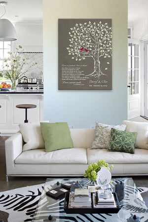 Muralmax - Personalized Anniversary Family Tree Artwork - Love Is Patient Love Is Kind Bible Verse - Unique Wedding & Housewarming Canvas Wall Decor