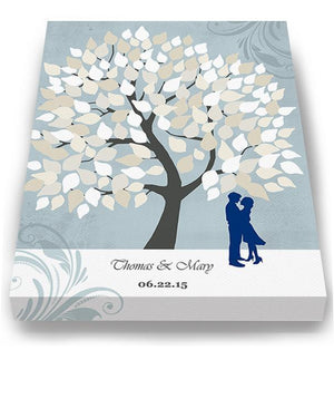 Personalized Family Tree Wedding Guestbook Canvas Wall Art, Make Your Wedding & Anniversary Gifts Memorable, Unique Wall Decor - Blue # 2 - B01LZ45D4T-MuralMax Interiors
