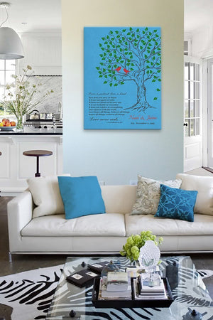 Personalized Family Tree With Bible Verse Canvas Wall Art- Wedding & Anniversary Gifts - Teal-MuralMax Interiors