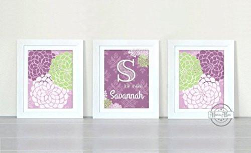 Personalized Floral Collection - Unframed Prints - Set of 3-B018KOAD7W