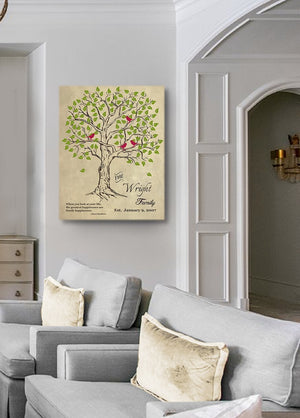 Personalized Gift - Family Tree Canvas Art - Wedding Shower Gift - Wedding & Anniversary Gift - Tan-MuralMax Interiors