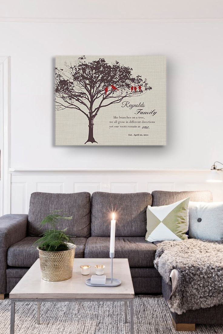 Muralmax - Personalized Anniversary Family Tree Artwork - Love Is Patient Love Is Kind Bible Verse - Unique Wedding & Housewarming Canvas Wall Decor