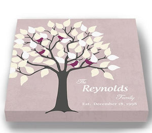 Personalized Gift for Parents Unique Family Tree Stretched Canvas Wall Art - Custom Wall Decor - Color - Pink - B01IFBS46C-MuralMax Interiors
