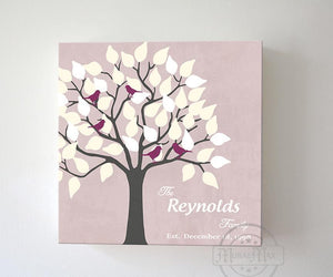 Personalized Gift for Parents Unique Family Tree Stretched Canvas Wall Art - Custom Wall Decor - Color - Pink - B01IFBS46C-MuralMax Interiors