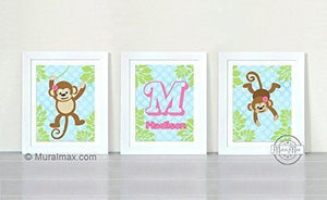 Personalized Monkey Jungle Theme - Unframed Prints -Set of 3-B018KOAZD4-MuralMax Interiors