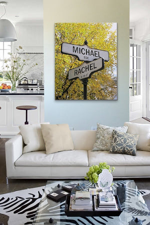 Personalized Names &amp; Established Date Street Sign - Canvas Housewarming Wall Decor - Memorable Anniversary &amp; Wedding Gifts For Living Room &amp; BedroomsHomeMuralMax Interiors