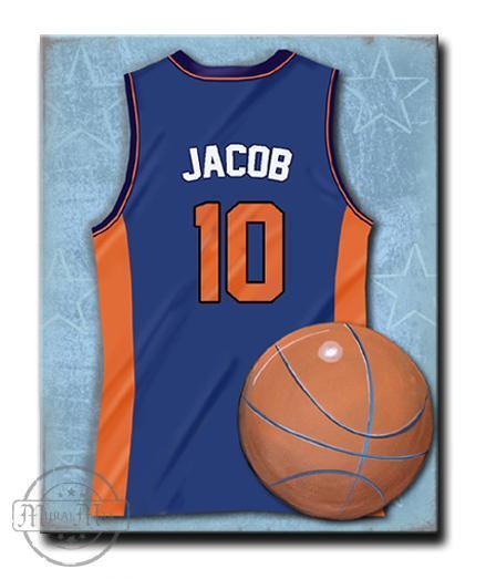 Personalized New York Knicks Basketball Jersey Canvas Art for Boy Room - Little Man Cave Art