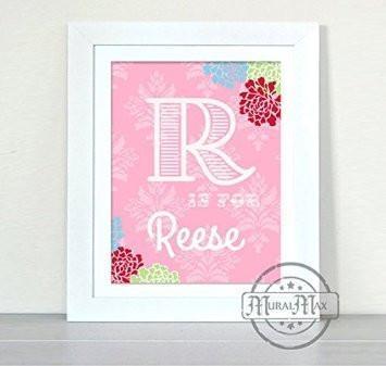 Personalized Nursery Initial & Name Print - Floral Unframed Print-B018KOAF9S