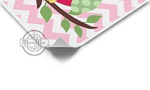 Personalized Owl Family Girl Nursery - Chevron Unframed Prints-Pink Sage Wall Art-MuralMax Interiors