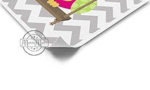 Personalized Owl Hot Pink Lime Nursery Prints - Unframed Prints - Set of 3-MuralMax Interiors