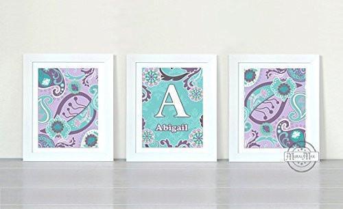 Personalized Paisley Wall Art Collection - Unframed Prints- Set of 3-B018KOHGIG