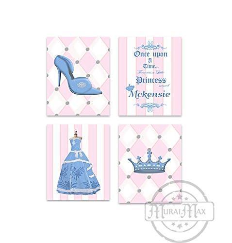 Personalized Princess Wardrobe Collection - Set of 4 - Unframed Prints-B01CRT6UIM