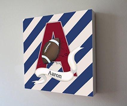 Personalized - Striped Football Theme - The Canvas Sporting Event Collection-B018KOAKI4