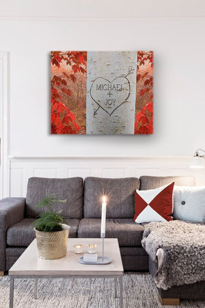 Personalized Tree Carving Canvas Art - Romantic Couples Gift - Anniversary Present - Unique Wedding Gift - Gift for Mom-MuralMax Interiors