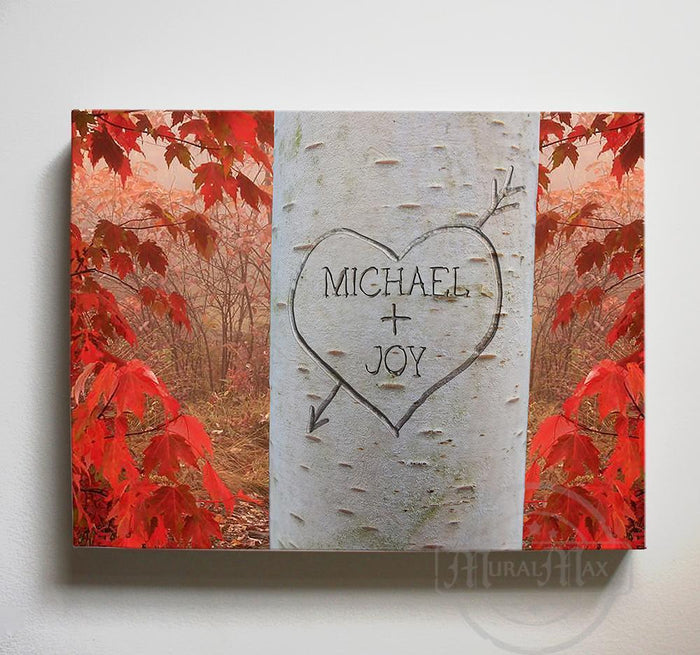 Personalized Tree Carving Canvas Art - Romantic Couples Gift - Anniversary Present - Unique Wedding Gift -  Gift for Mom