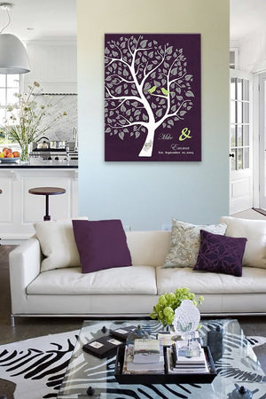 Personalized Unique Family Tree - Cuoples Gift Canvas Wall Art - Make Your Wedding & Anniversary Gifts Memorable - Unique Decor - Color - Purple - B01I0AODJK-MuralMax Interiors