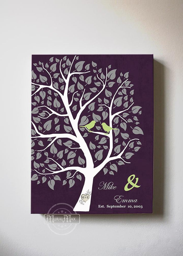 Personalized Unique Family Tree - Cuoples Gift Canvas Wall Art - Make Your Wedding & Anniversary Gifts Memorable - Unique Decor - Color - Purple - B01I0AODJK