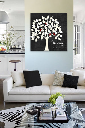 Personalized Unique Family Tree - Stretched Canvas Wall Art - Make Your Wedding & Anniversary Gifts Memorable - Color - Charcoal - B01IFBS46C-MuralMax Interiors