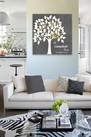 Personalized Unique Family Tree - Stretched Canvas Wall Art - Make Your Wedding & Anniversary Gifts Memorable - Color - Gray - B01IFBS46C-MuralMax Interiors